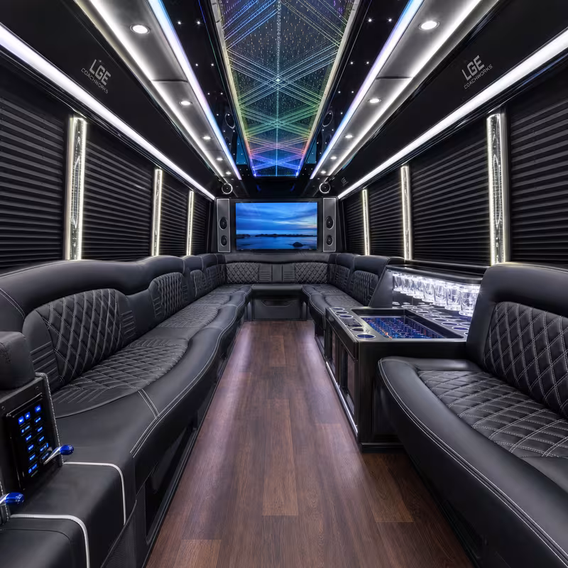 15 Passenger Party Bus Interior