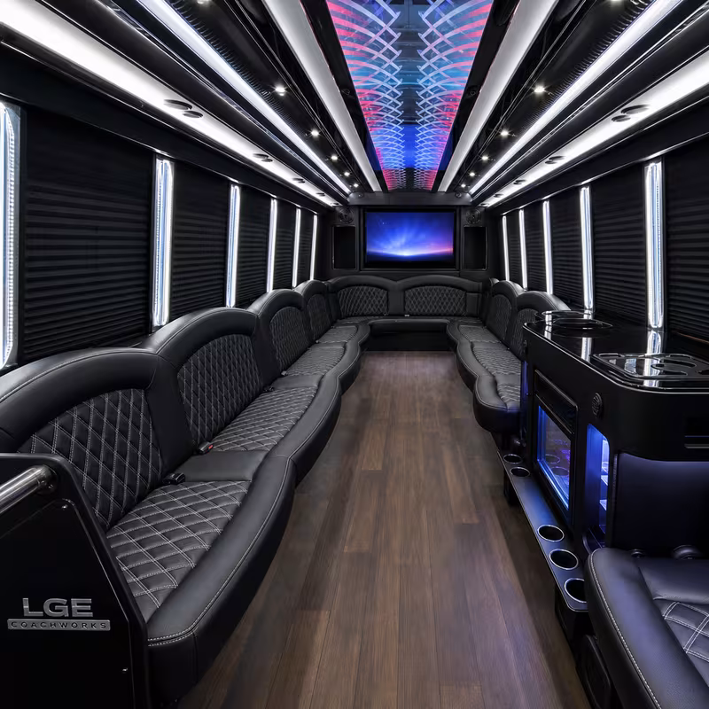 18 Passenger Party Bus Interior