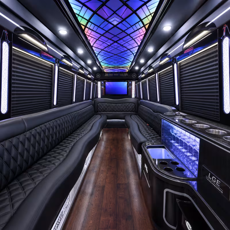 20 Passenger Party Bus Interior