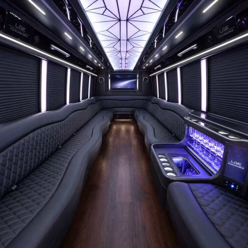 25 Passenger Party Bus Interior