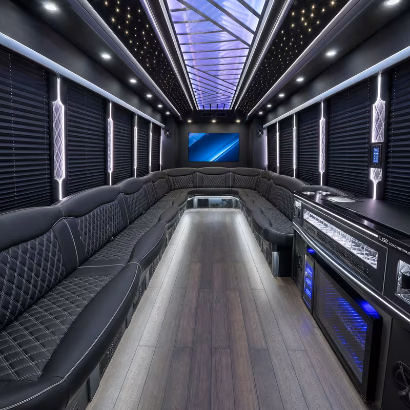 28 Passenger Party Bus Interior