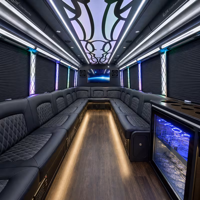 28 Passenger Party Bus Interior
