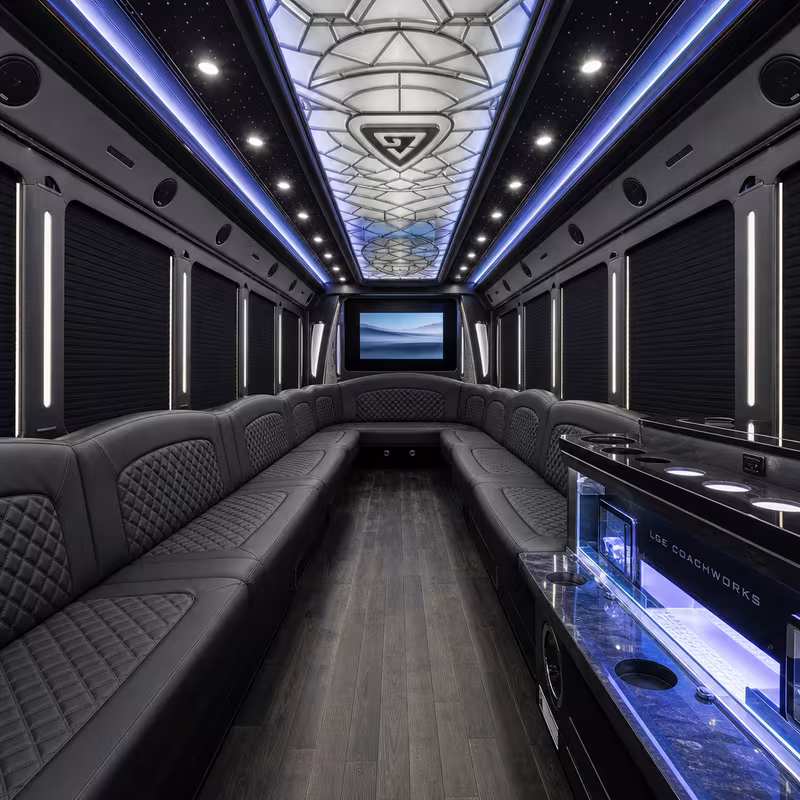 30 Passenger Party Bus Interior