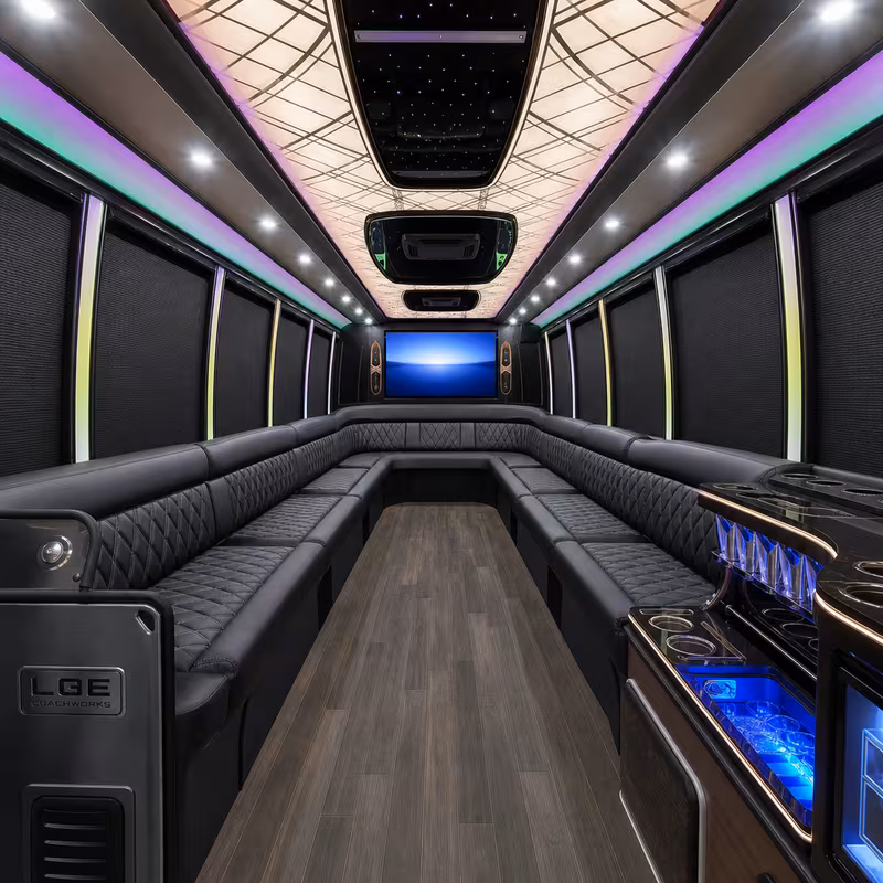 40 Passenger Party Bus Interior