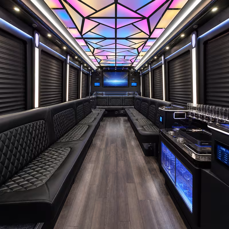 50 Passenger Party Bus Interior