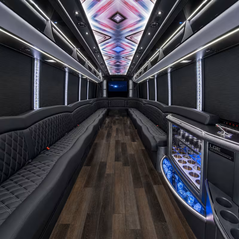 50 Passenger Party Bus Interior