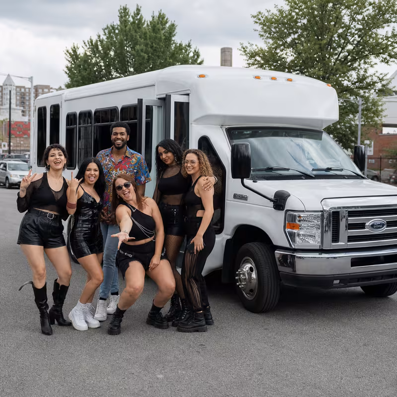 Black Mercedes Sprinter van staged for an Milwaukee Concert Transportation group