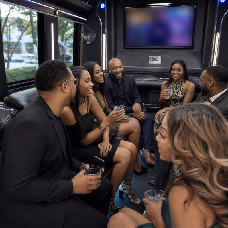 Black Mercedes Sprinter van staged for an Milwaukee Private Event Transportation group