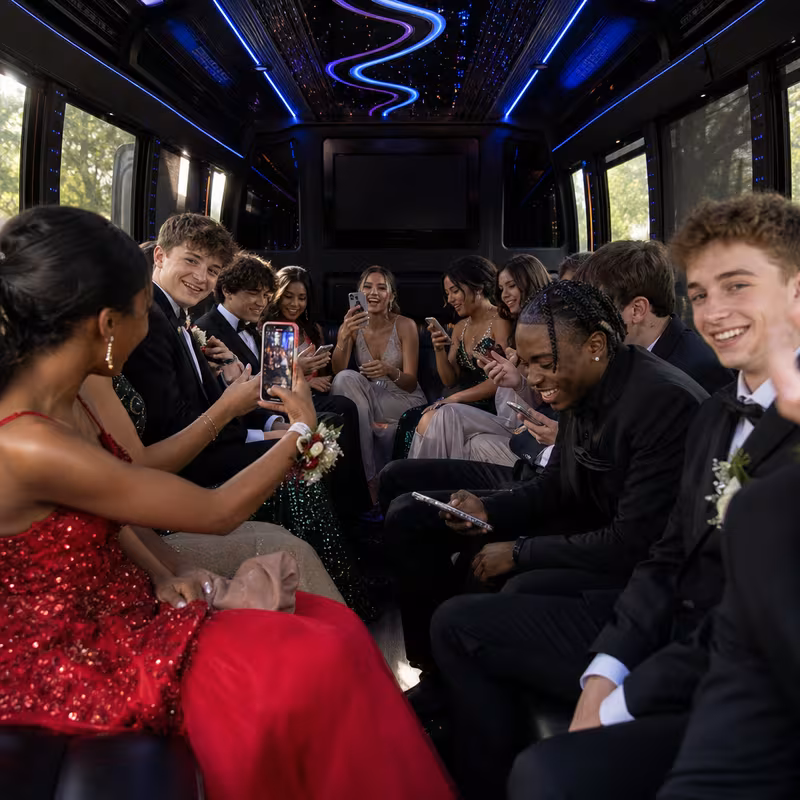 Black Mercedes Sprinter van staged for an Milwaukee Prom & Homecoming Transportation group