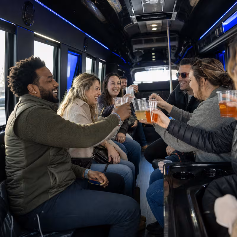 Black Mercedes Sprinter van staged for an Milwaukee Winery & Brewery Tour Transportation group